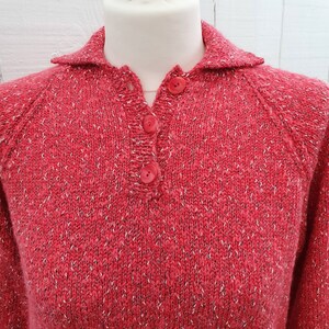 Pink Handknitted Jumper Size Small French 1990s Flecked Pattern Soft Warm Feels Like Wool Collar Knitted Quality Dark Pink Pretty 80s 90s image 5