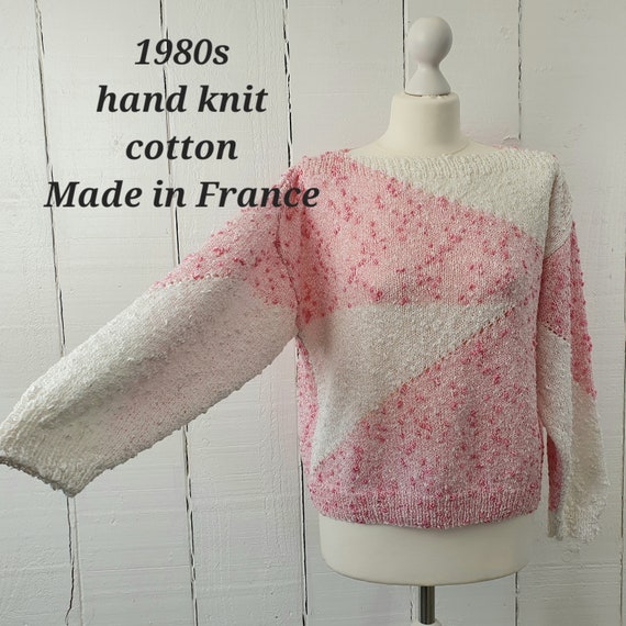 90s Pink Jumper Handmade Size Medium M Handknit F… - image 9