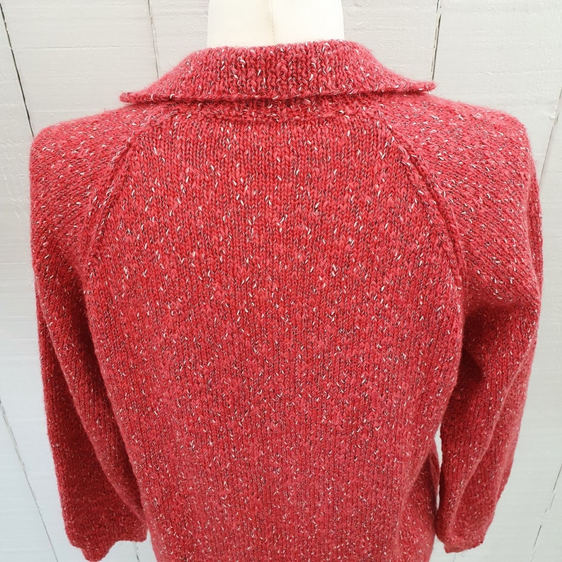 Pink Handknitted Jumper Size Small French 1990s Flecked Pattern Soft Warm Feels Like Wool Collar Knitted Quality Dark Pink Pretty 80s 90s image 8