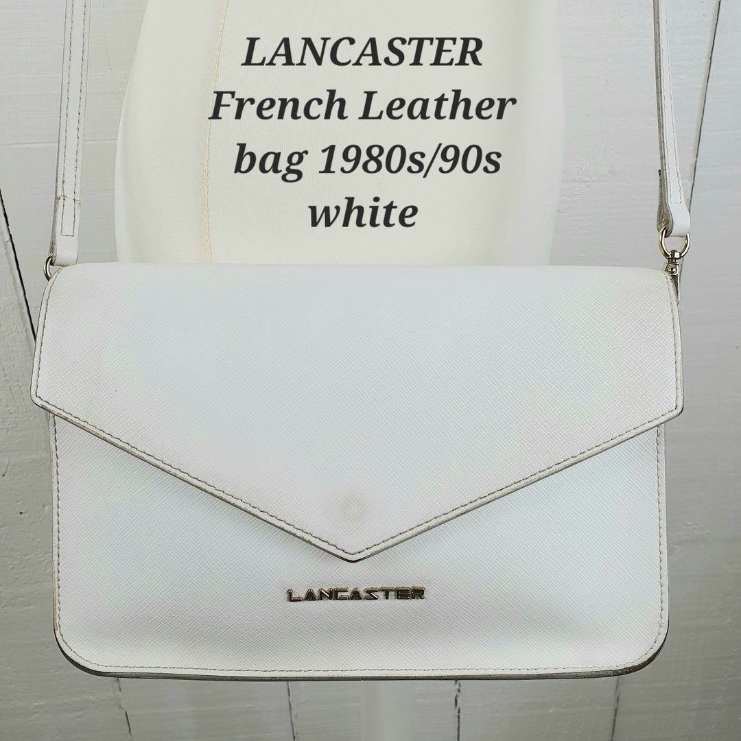 Sac à Main Lancaster Vintage En Cuir Blanc Authentique - Style Porté Main Ou épaule - Occasion En Cuir Et Toile