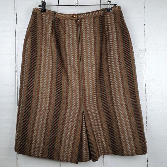 Vintage Brown Striped Wool Skirt 1970s 80s French… - image 8