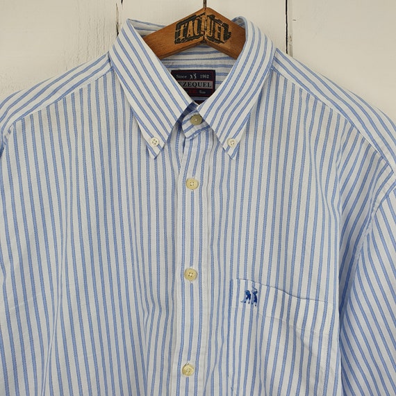 Chemise de golf vintage brodee taille XL pour hommes golfeurs raye bleu coton a fines rayures JEZEQUEL Academia cotier grand mere grand mere esthetique Etsy France