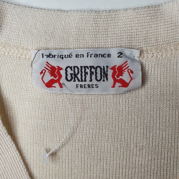 Womens 1980s Gilet Cream Sleeveless Top Griffon F… - image 2