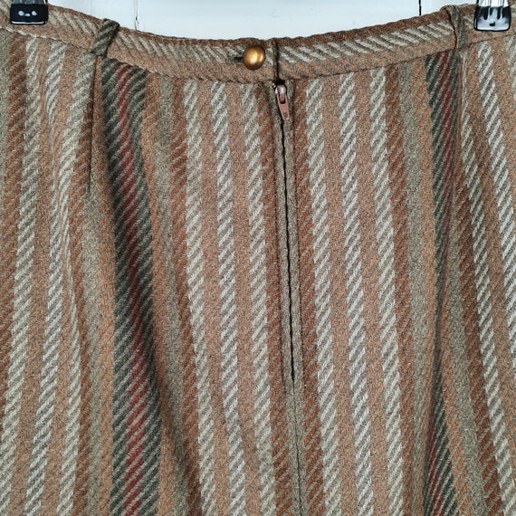 Vintage Brown Striped Wool Skirt 1970s 80s French… - image 9