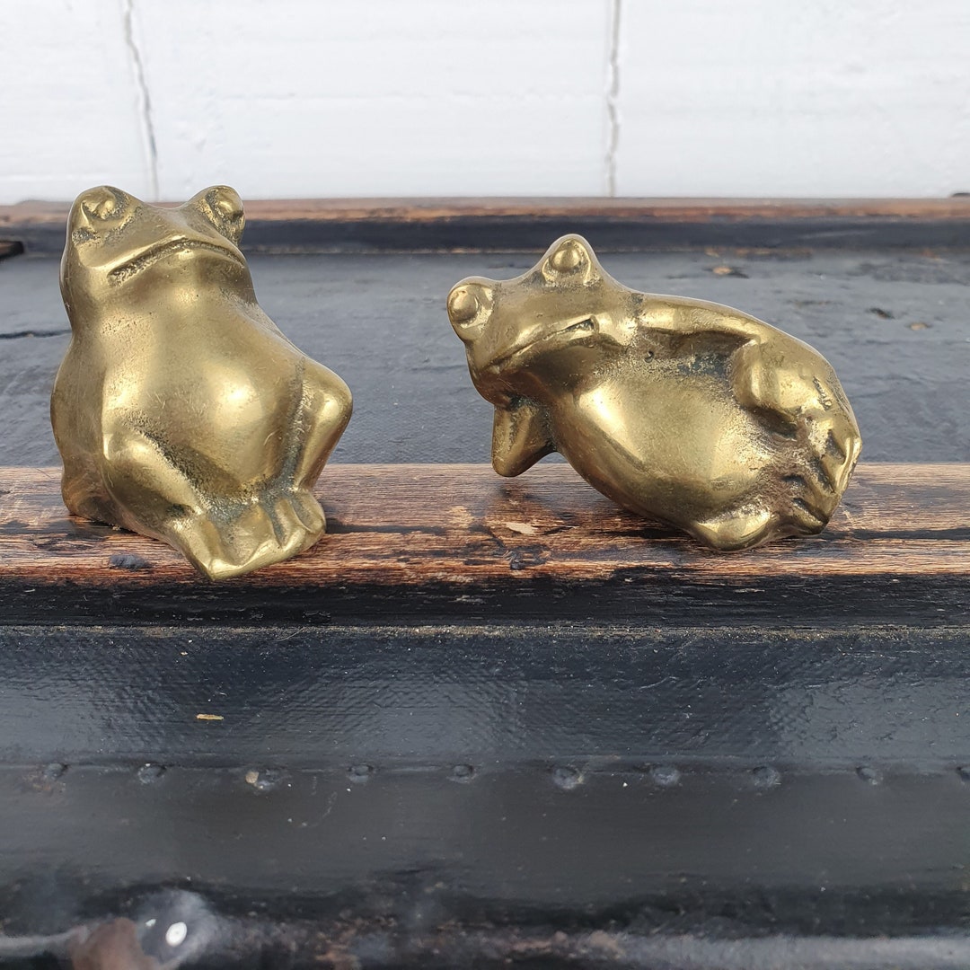 Brass Frogs Vintage Frog Ornaments Collectibles 1980s Shelf Etsy