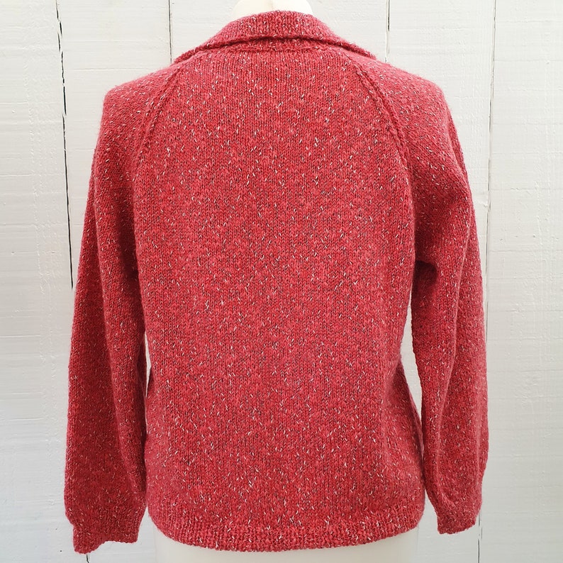 Pink Handknitted Jumper Size Small French 1990s Flecked Pattern Soft Warm Feels Like Wool Collar Knitted Quality Dark Pink Pretty 80s 90s image 7