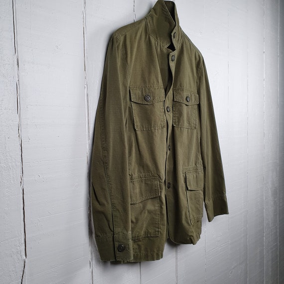 Vintage Green Size M Army Style Canvas Cotton Jac… - image 6