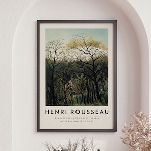 Henri Rousseau Poster Print, Rendezvous in the Forest, Rousseau Print, Floral Wall Art, Animal Art Print