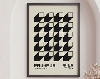 Bauhaus Wall Art, Bauhaus Retro Wall Art, Abstract Print, Kitchen Wall Art