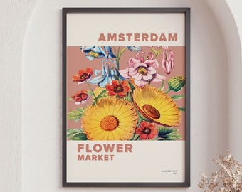 Amsterdamer Blumenmarkt Poster, Blumenwand, Florist, Innendekorationskunst, Minimalistisches Wandkunst Poster