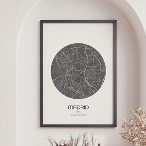 Madrid Map Prints, World City Map, Map Wall Art, Large Map, Modern Map Print