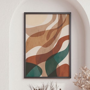 Paisaje abstracto, arte de pared bohemio, arte de pared grande, impresión abstracta, arte de pared neutro, tendencia actual, impresión minimalista