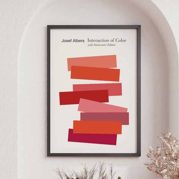 Josef Albers Exhibition Poster, Interaction of Color, 50th Anniversary Edition, Albers Pink, Abstract Poster, Minimalistic Art, Wall Art