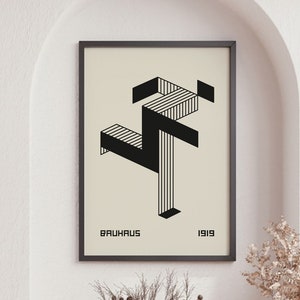 Bauhaus Running Man, Black Art Decor, Black Runnig Man Geometric Print, Wall Art