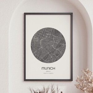 Munich Map Prints, World City Map, Map Wall Art, Large Map, Modern Map Print