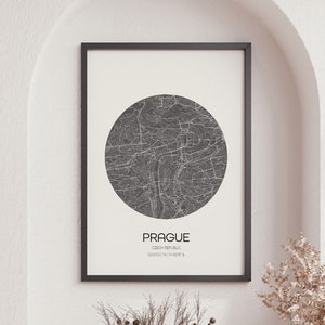 Prague Map Prints, World City Map, Map Wall Art, Large Map, Modern Map Print