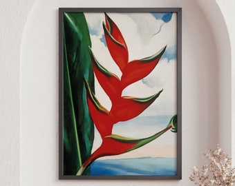 Georgia O’Keeffe Art Poster, Heliconia’s, Crab’s Claw Ginger - 1939, Hawaii, Home Wall Decor, Multiple Sizes