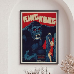 Danish Movie Poster for King Kong, King Kong Retro Movie Print, Retro Cinema, Home Decor