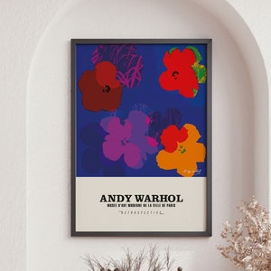 Andy Warhol Flowers Exhibition Poster, Floral Wall Art, Vintage Art, Trendy Poster, Gallery Wall Art