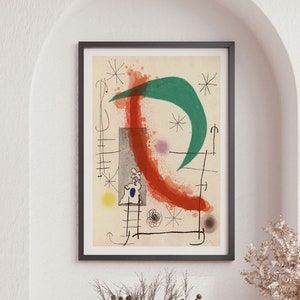 Joan Miro Vintage Art Print, Exhibition Poster, Danish Joan Miro Poster