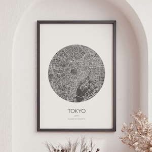 Tokyo Map Prints, World City Map, Map Wall Art, Large Map, Modern Map Print