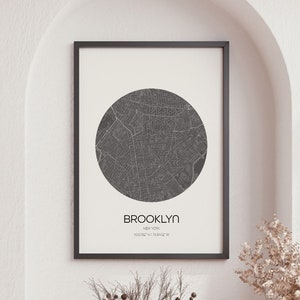 Brooklyn Map Prints, World City Map, Map Poster, Beedroom Art, Modern Map Print