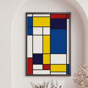 Mondrian Print, Abstract Wall Decor, Colourful Print, Geometric Print, Fine Art, Mondrian Composition, Bauhaus Poster, Midcentury Art