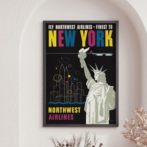 New York Vintage Travel Poster Print, Bauhaus Style, New York Travel Print, New York Wall Art