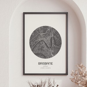 Brisbane Map Prints, World City Map, Map Poster, Beedroom Art, Modern Map Print
