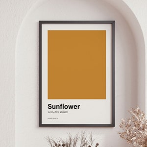 Sunflower Color Poster Print, Color Art, Pastel Gallery Wall Print, Neutral Decor, Boho Wall Art, Minimalist Poster, Home Decor, Living Room