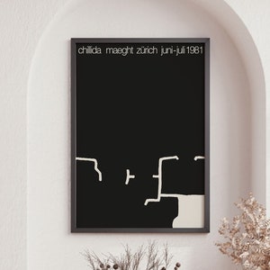Exhibition Poster by Chillida, Black and White Art, Chillida Exhibition Poster, Galerie Maeght Paris, Eduardo Chillida Print, Multiple Sizes