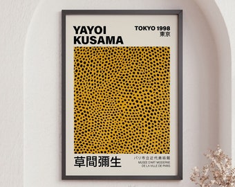 Kusama Print, Yellow Yayoi Kusama, Minimalist Poster, Aesthetic Room Decor