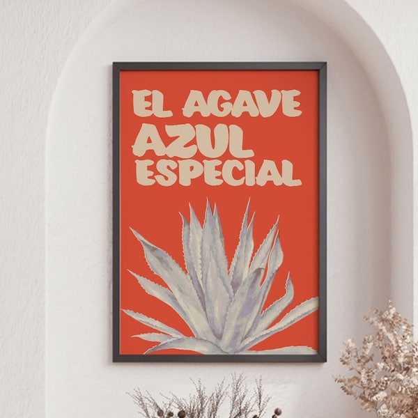 Retro Agave Print, Agave Plant Art, Floral Vintage Wall Art Decor, Mexican Decor