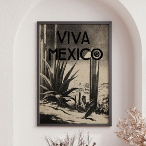 Viva Mexico Kunst Poster Mexiko Reise Poster Kaktus Vintage Wandkunst Mexikanisches Plakat Retro Mexico Print