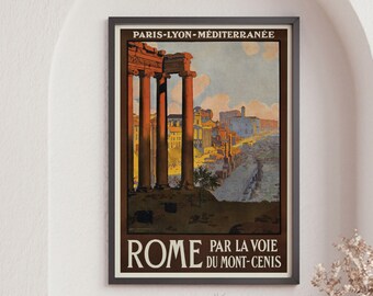 Rome Vintage Travel Poster Print, Paris Travel Print, Rome Wall Art