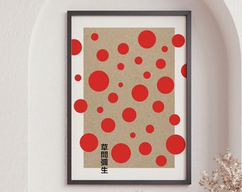 Yayoi Kusama Exhibition Poster, Red Dots Art Print, Wall Art Decor, Aesthetic Room Decor