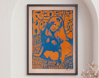 Vintage Music Poster, Red Hot Chilli Peppers, Music Print, Retro Wall Decor