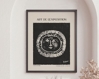 Pablo Picasso Poster, Ceramique Peinture - Dessin 1948, Musee Dantibes, Neutral / Black, Surrealism, Minimalist Poster, Ideal Gift