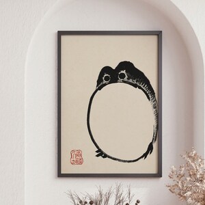 Impresión de arte de Matsumoto Hoji, pintura de rana vintage, reproducción de madera japonesa, impresión de arte de rana