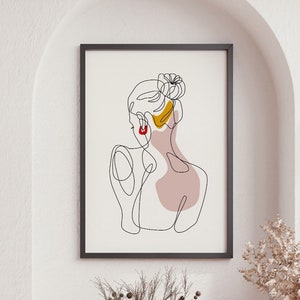 Woman Line Art, Neutral Feminine Wall Art, Woman Line Drawing Print, Minimalist Wall Art Print