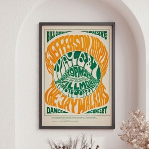 Vintage Music Concert Poster Print, Summer of Love 1960&#39;s, Vintage Wall Decor