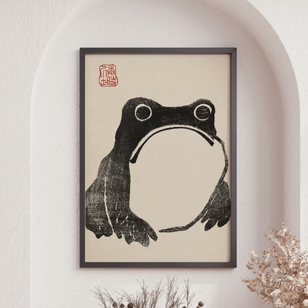 Japanese Vintage Poster, Matsumoto Hoji Art Print, Vintage Frog Painting, Frog Art Print, Japanese Woodblock Reproduction