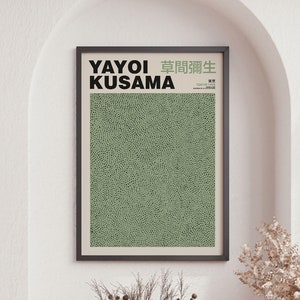 Yayoi Kusama Exhibition Poster, Green Wall Art, Japanese Wall Art, Contemporary Art, High Quality Print