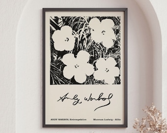 Andy Warhol Flower Poster, Retrospektive, Museum Ludwig, Pop Art Poster, Home Decor, Wall Art, Museum Print, Retro Art, Vintage Poster