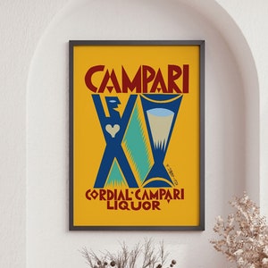 Impressão de arte Campari, impressão de bar retrô vintage, arte de parede de cozinha