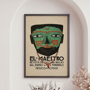 El Maestro Mexican Poster Print, Mexico Travel Poster, Vintage Wall Art, El Maestro Poster, Mexican Culture Print