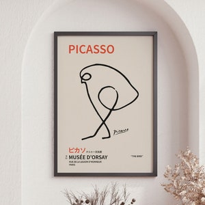 Picasso - Bird, Minimalist Line Drawing, Vintage Poster, High Quality Print