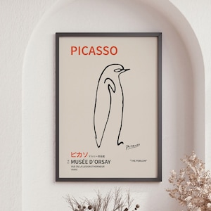 Picasso - Penguin, One Line Art, Modern Art Print, High Quality Print