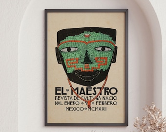 El Maestro Mexikanisches Poster Print, Mexiko Reise Poster, Vintage Wandkunst, El Maestro Poster, Mexikanische Kultur Print