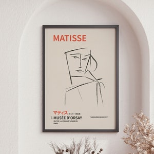 Henri Matisse Female Profile, One Line Art, Mid Century Wall Art, Vintage Poster, Decor or Gift Print